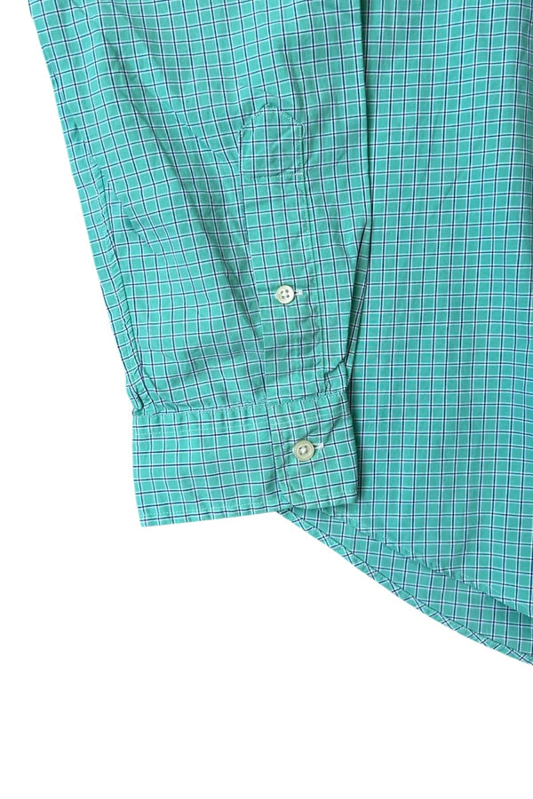 90'S CUSTOM FIT L/S CHECK SHIRT / GREEN [SIZE: L USED]