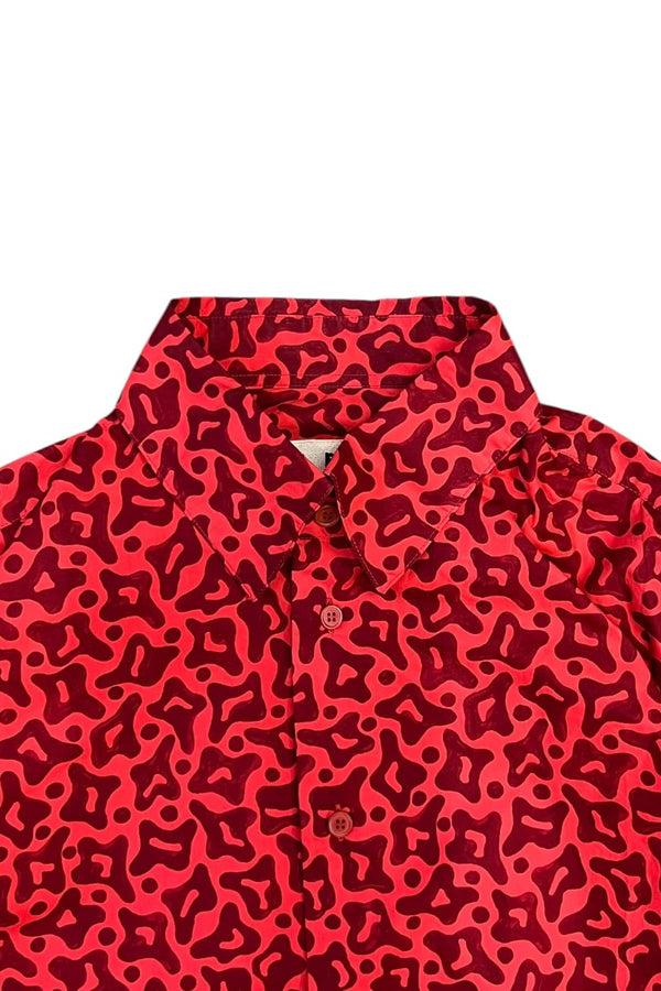 MADE IN ITALY L/S PATTERN SHIRT / RED [SIZE: 50 USED]