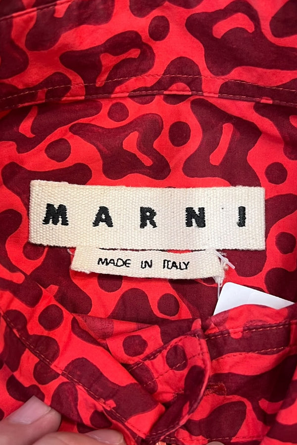 MADE IN ITALY L/S PATTERN SHIRT / RED [SIZE: 50 USED]