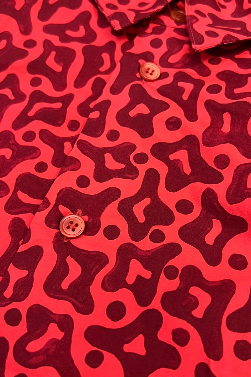 MADE IN ITALY L/S PATTERN SHIRT / RED [SIZE: 50 USED]