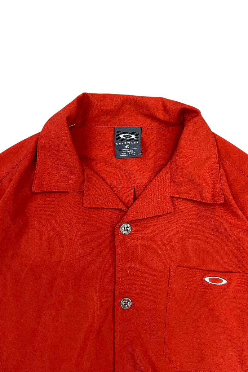 MADE IN USA Y2K EARLY 00'S S/S SOFTWARE OPEN COLLAR SHIRT / ORANGE [SIZE: S USED]