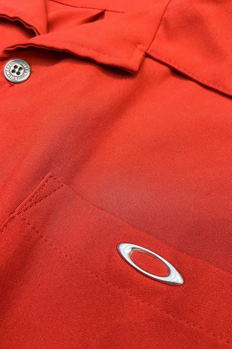 MADE IN USA Y2K EARLY 00'S S/S SOFTWARE OPEN COLLAR SHIRT / ORANGE [SIZE: S USED]