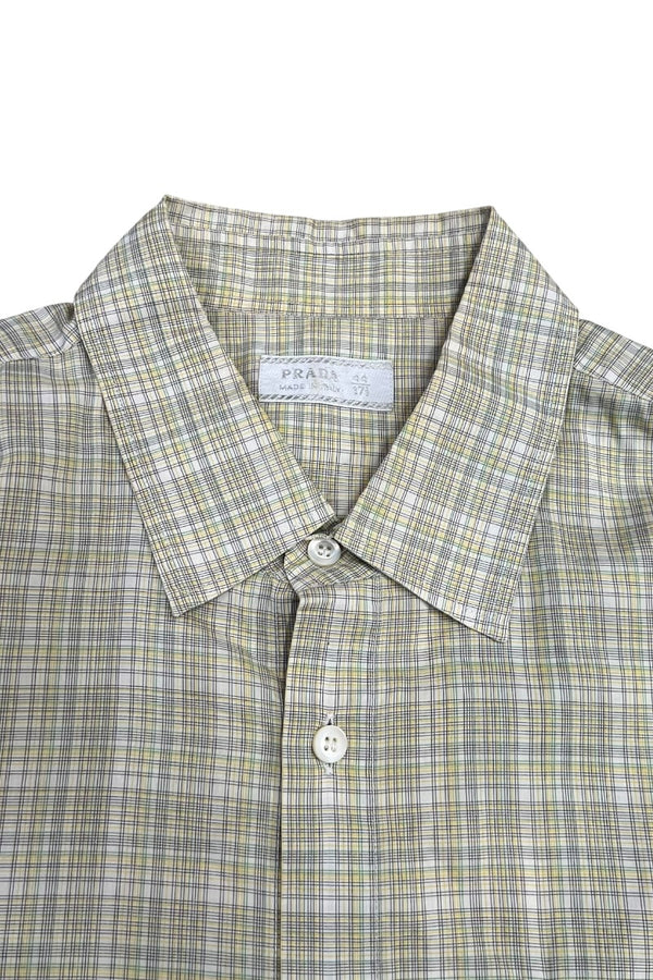 MADE IN ITALY S/S CHECK SHIRT / YELLOW [SIZE: M USED]
