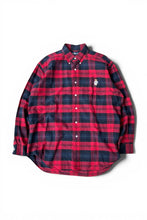 画像をギャラリービューアに読み込む, 90'S BLAKE L/S POLO BEAR CHECK SHIRT / RED [SIZE: L USED]
