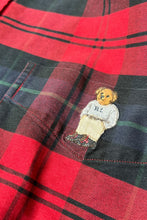 画像をギャラリービューアに読み込む, 90'S BLAKE L/S POLO BEAR CHECK SHIRT / RED [SIZE: L USED]
