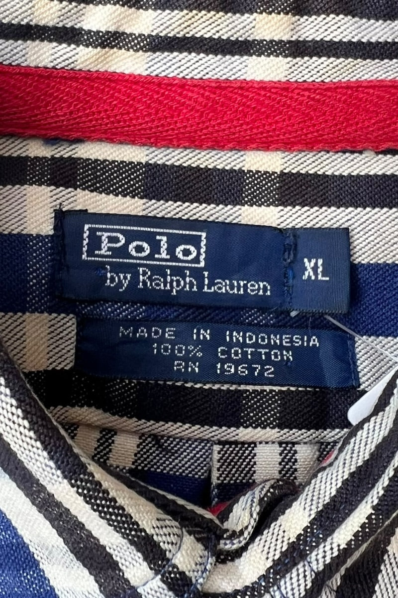 90'S L/S CHECK SHIRT / BLUE [SIZE: M USED]