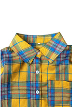 画像をギャラリービューアに読み込む, 90'S S/S POLYESTER CHECK SHIRT / YELLOW [SIZE: S USED]
