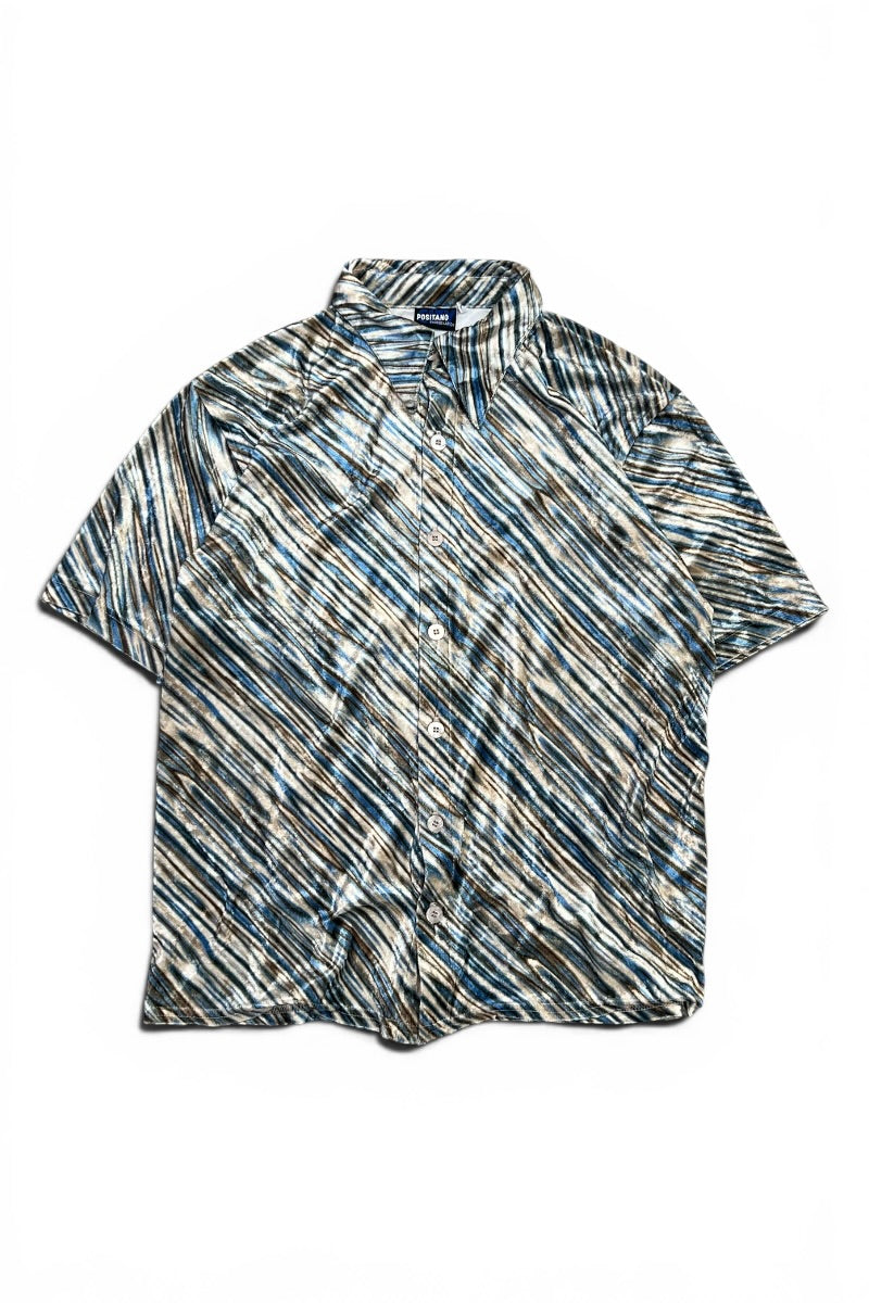 90'S S/S VELOUR SHIRT / PATTERN [SIZE: M USED]