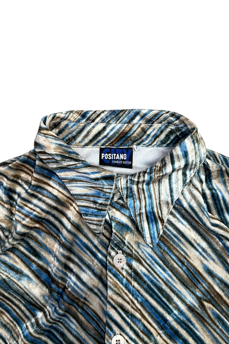 90'S S/S VELOUR SHIRT / PATTERN [SIZE: M USED]