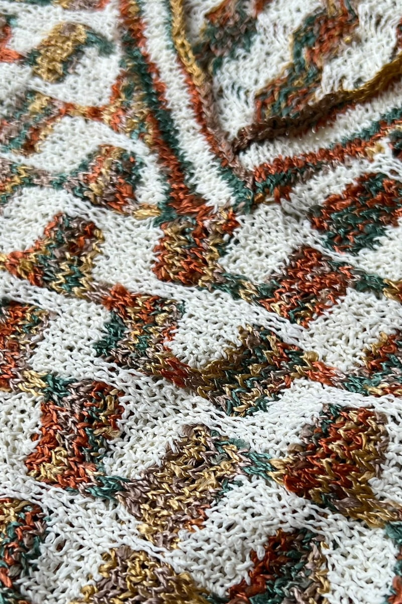MADE IN USA Y2K EARLY 00'S V-NECK KNIT SWEATER / PATTERN [SIZE: M USED]