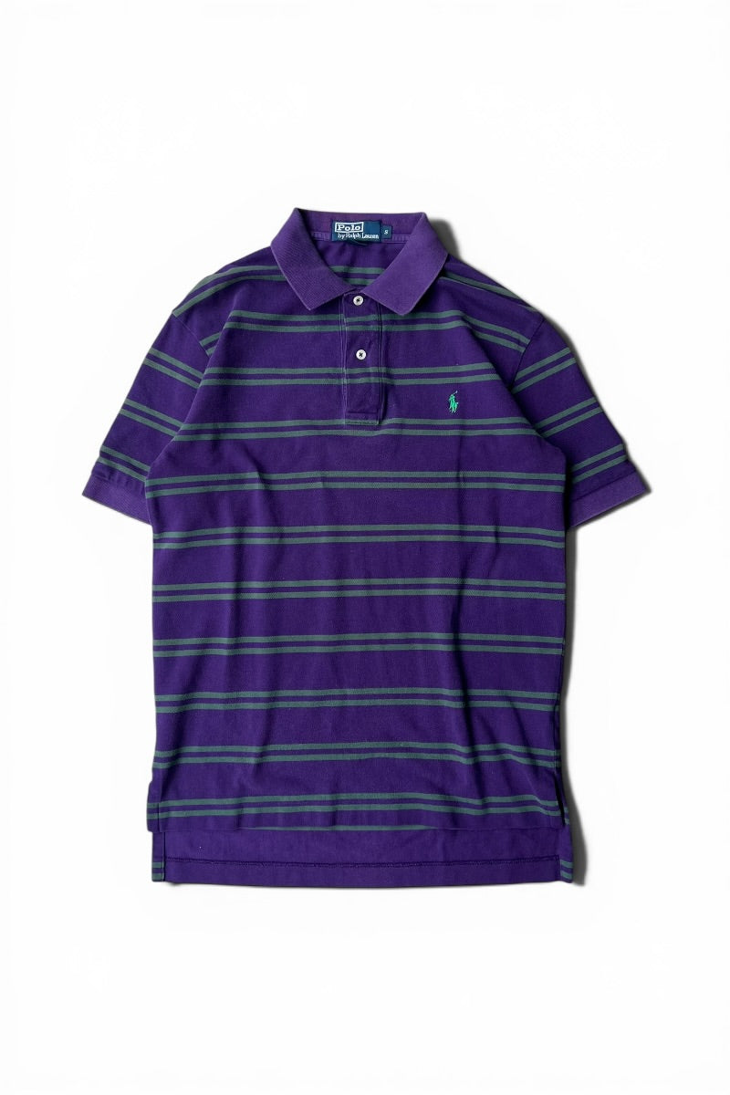 90'S S/S BORDER POLO SHIRT / PURPLE [SIZE: S USED]