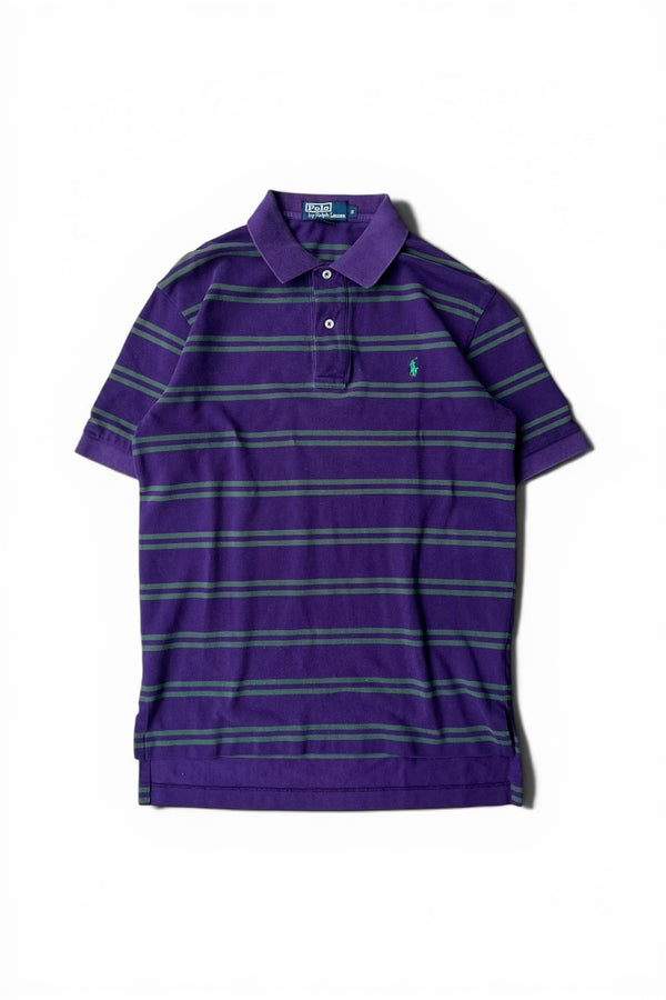 90'S S/S BORDER POLO SHIRT / PURPLE [SIZE: S USED]