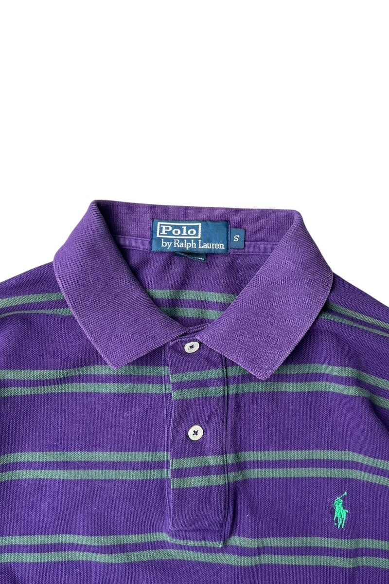 90'S S/S BORDER POLO SHIRT / PURPLE [SIZE: S USED]