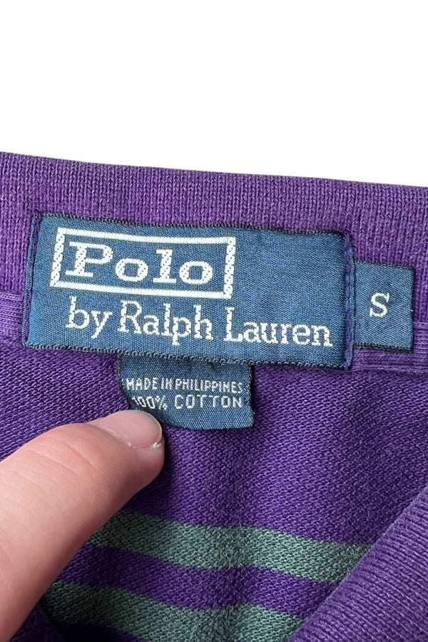 90'S S/S BORDER POLO SHIRT / PURPLE [SIZE: S USED]