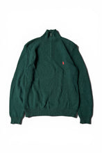 画像をギャラリービューアに読み込む, 90'S HALF-ZIP COTTON KNIT SWEATER / GREEN [SIZE: S USED]
