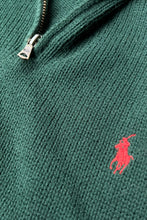 画像をギャラリービューアに読み込む, 90'S HALF-ZIP COTTON KNIT SWEATER / GREEN [SIZE: S USED]
