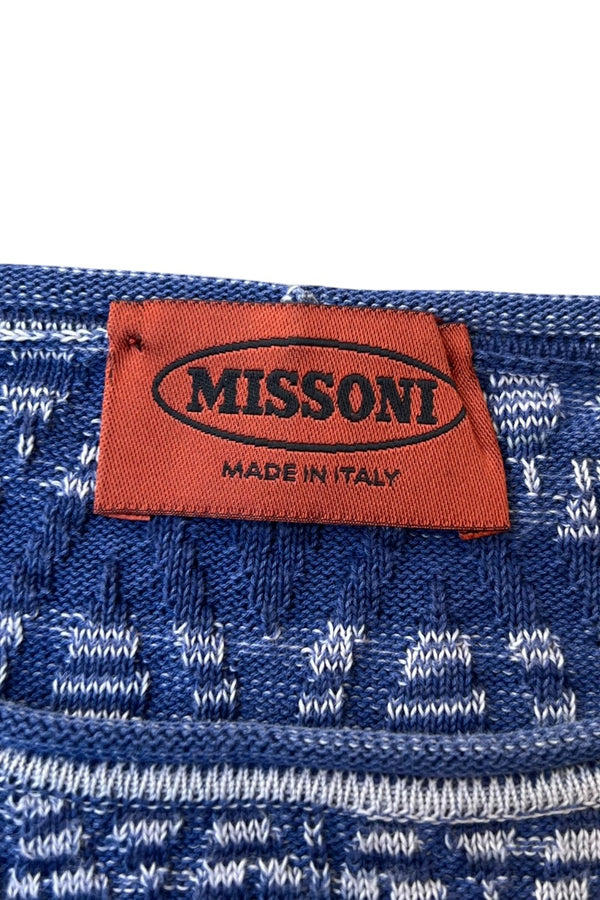 MADE IN ITALY 90년대 반팔 니트 티셔츠 / 블루 [사이즈: L USED]