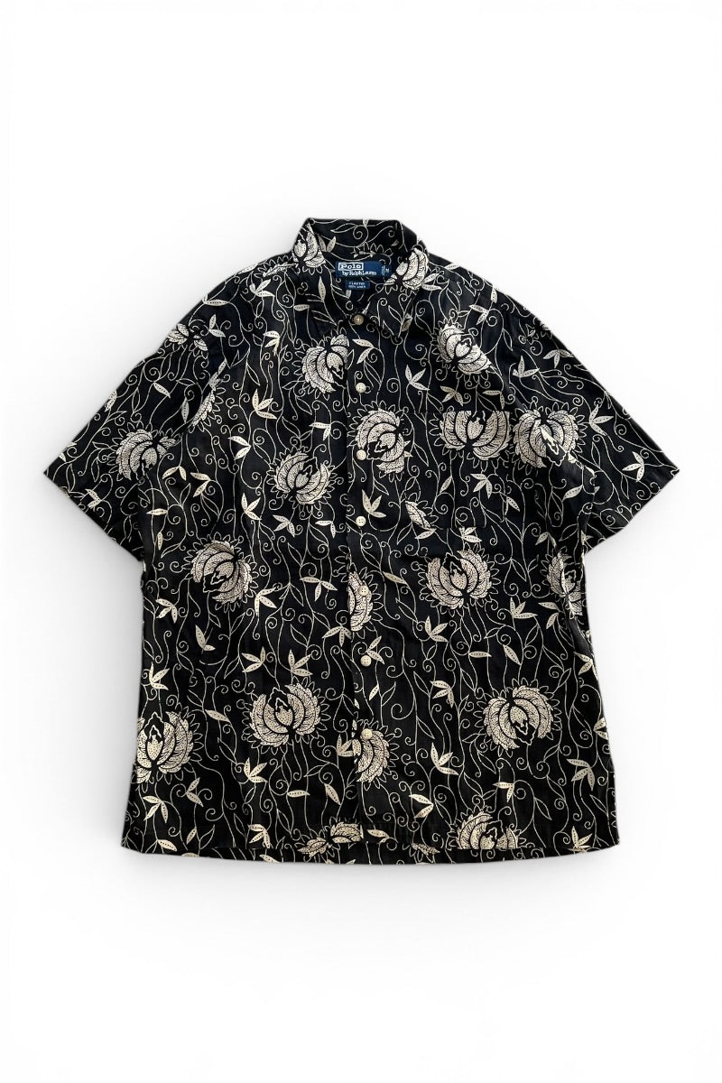 90년대 CLAYTON S/S CARNIVORUS PLANTS PATTERN LINEN SHIRT / 블랙 [사이즈: M USED]