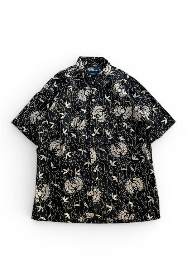 90년대 CLAYTON S/S CARNIVORUS PLANTS PATTERN LINEN SHIRT / 블랙 [사이즈: M USED]