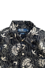 画像をギャラリービューアに読み込む, 90'S CLAYTON S/S CARNIVORUS PLANTS PATTERN LINEN SHIRT / BLACK [SIZE: M USED]
