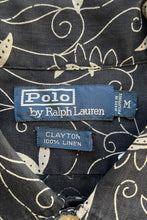 画像をギャラリービューアに読み込む, 90'S CLAYTON S/S CARNIVORUS PLANTS PATTERN LINEN SHIRT / BLACK [SIZE: M USED]
