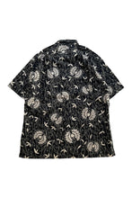 画像をギャラリービューアに読み込む, 90'S CLAYTON S/S CARNIVORUS PLANTS PATTERN LINEN SHIRT / BLACK [SIZE: M USED]
