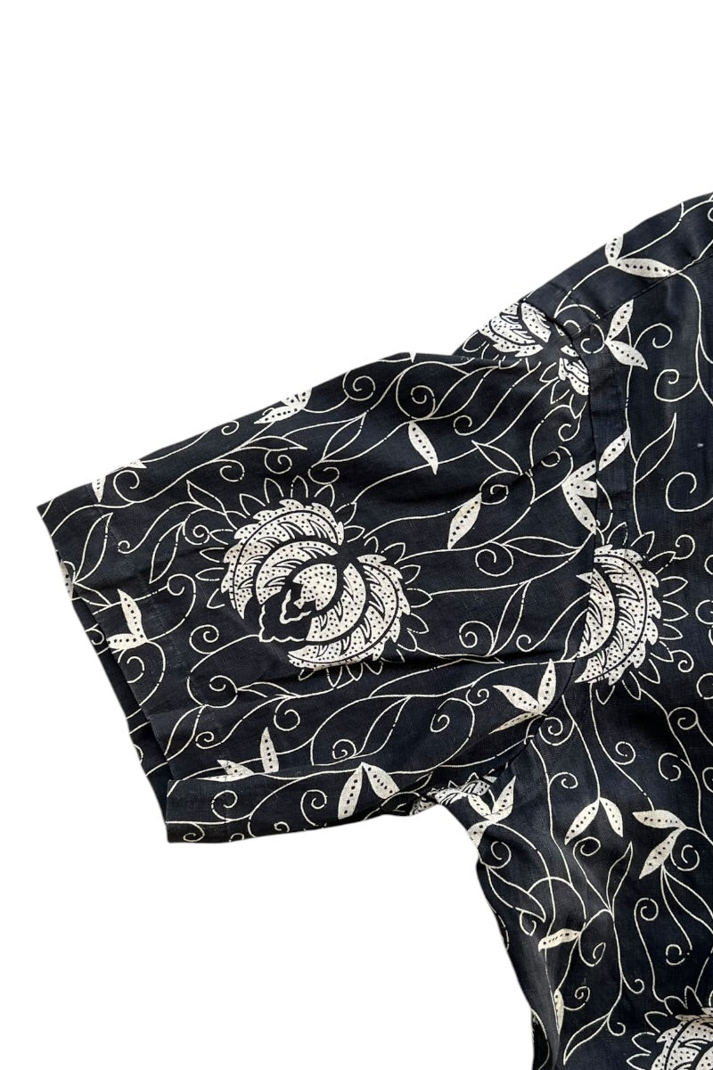90년대 CLAYTON S/S CARNIVORUS PLANTS PATTERN LINEN SHIRT / 블랙 [사이즈: M USED]