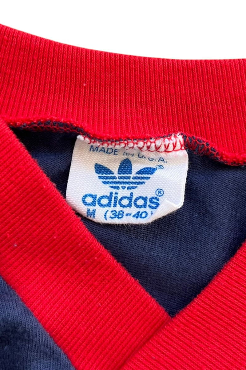 MADE IN USA 80'S V-NECK T-SHIRT / NAVY [SIZE: M USED]
