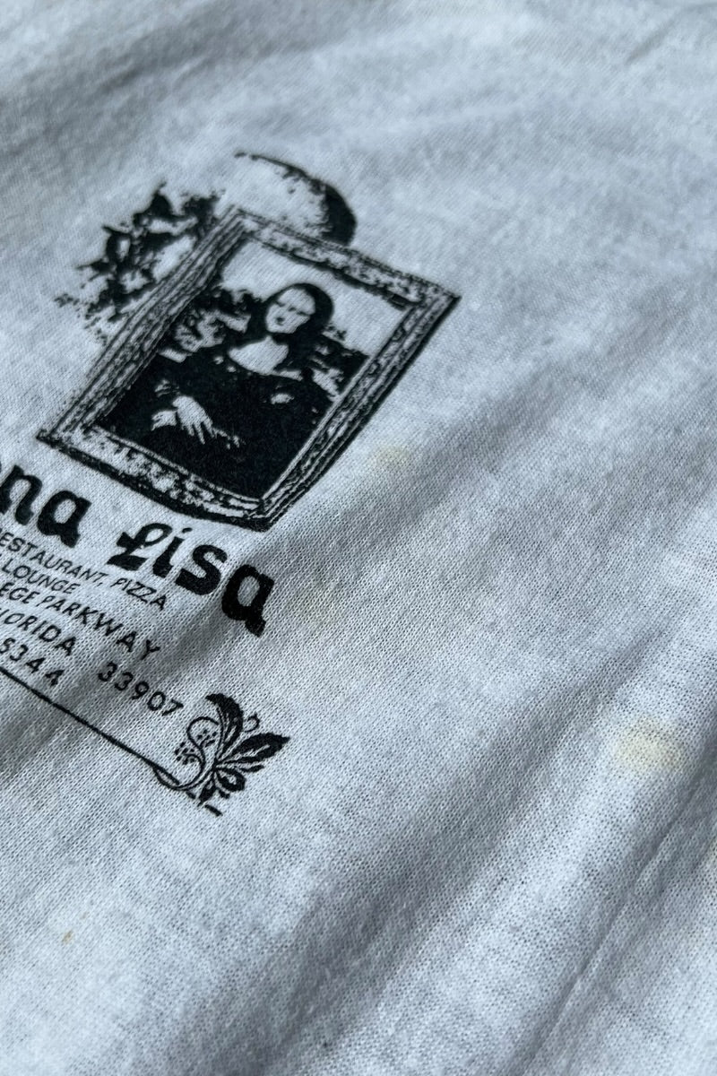MADE IN USA 80년대 모나리자 아트 링거 티셔츠 / 화이트 [SIZE: XL USED]