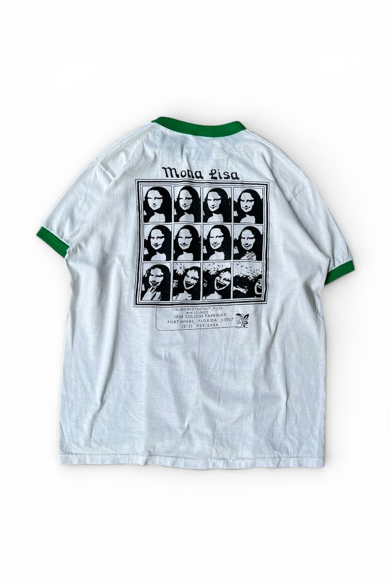 MADE IN USA 80년대 모나리자 아트 링거 티셔츠 / 화이트 [SIZE: XL USED]