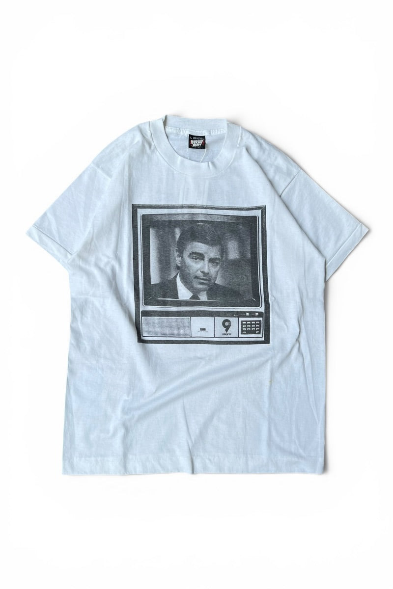 MADE IN USA 90년대 S/S 롤랜드 스미스 페이스 프린트 영화 티셔츠 / 화이트 [사이즈: L USED]