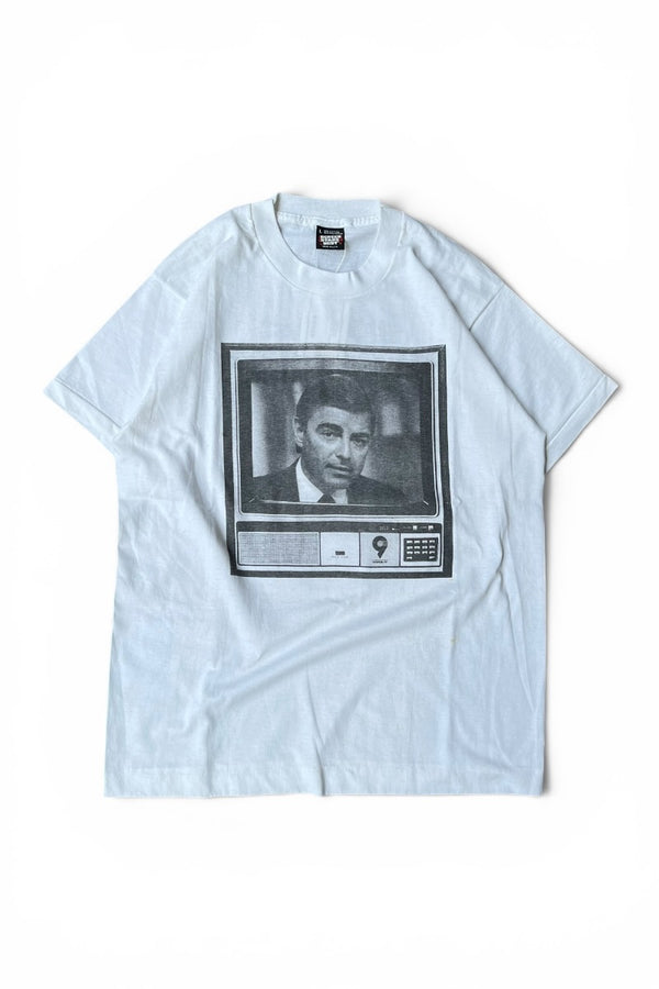 MADE IN USA 90년대 S/S 롤랜드 스미스 페이스 프린트 영화 티셔츠 / 화이트 [사이즈: L USED]