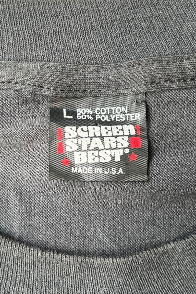 MADE IN USA 90년대 NEVER TRUST ANYONE OVER 40 MESSAGE 티셔츠 / BLACK [사이즈: L USED]