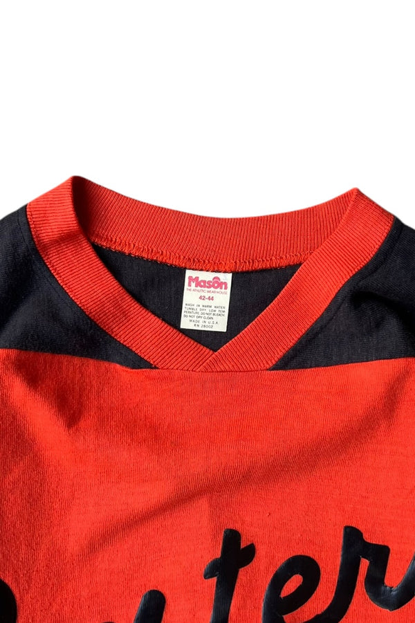 MADE IN USA 80년대 V넥 하키 티셔츠 / 오렌지 [사이즈: 42 USED]