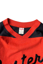 画像をギャラリービューアに読み込む, MADE IN USA 80'S V-NECK HOCKEY T-SHIRT / ORANGE [SIZE: 42 USED]
