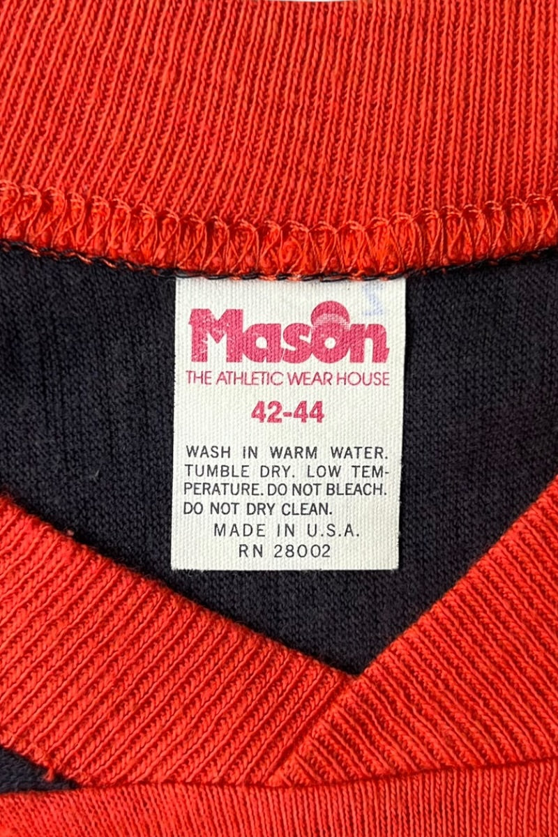 MADE IN USA 80년대 V넥 하키 티셔츠 / 오렌지 [사이즈: 42 USED]