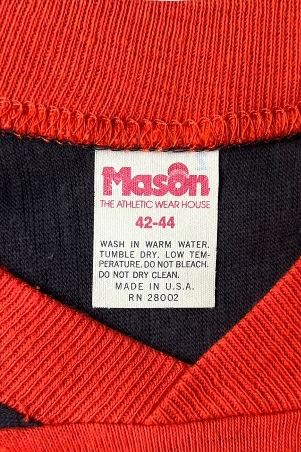 MADE IN USA 80년대 V넥 하키 티셔츠 / 오렌지 [사이즈: 42 USED]