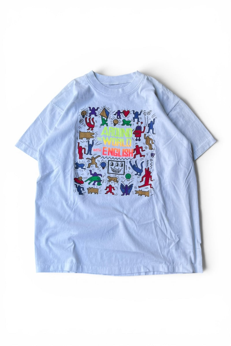 90'S KEITH HARING AROUND THE WORLD T-SHIRT / WHITE [사이즈: M USED]