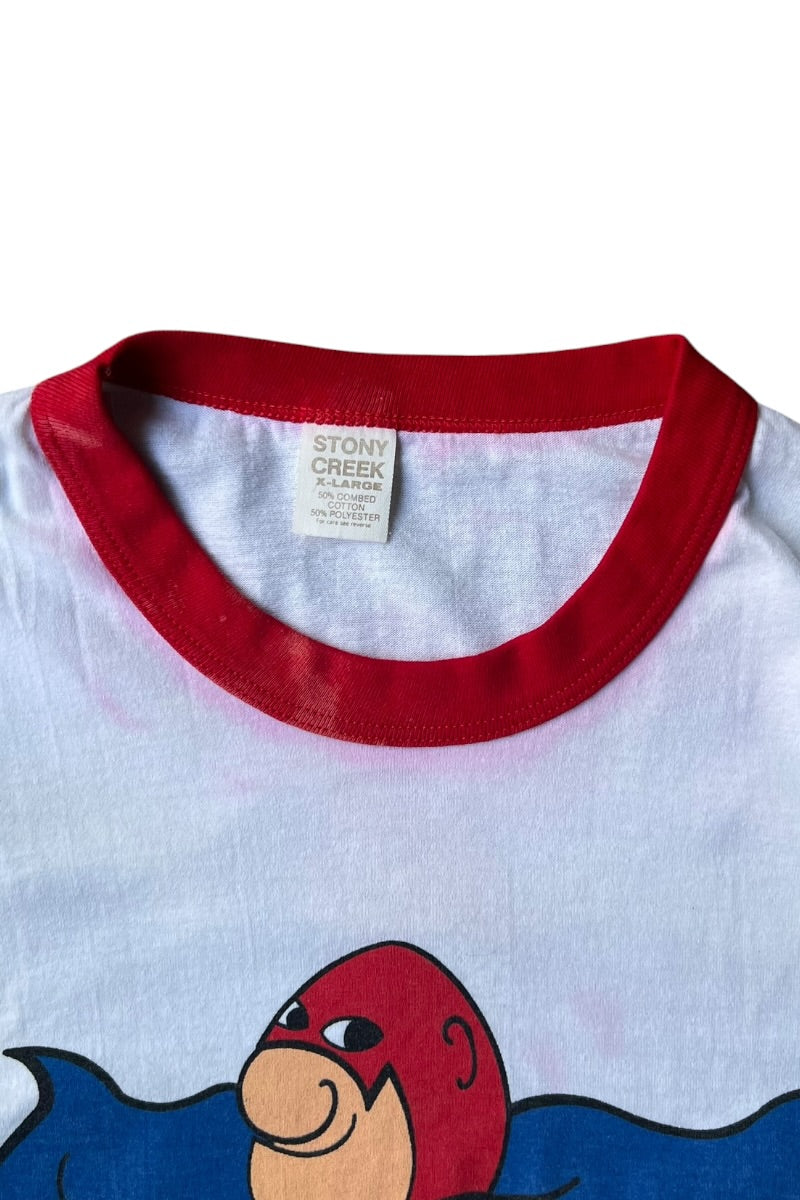 MADE IN USA 87'S BUDWEISER ADVERTISING RINGER T-SHIRT / WHITE [SIZE: XL USED]
