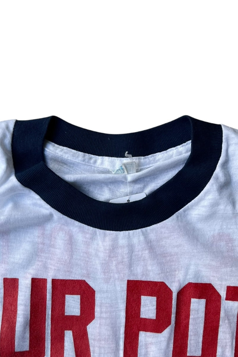 MADE IN USA 80년대 링거 메시지 티셔츠 / 화이트 [사이즈: XL USED]