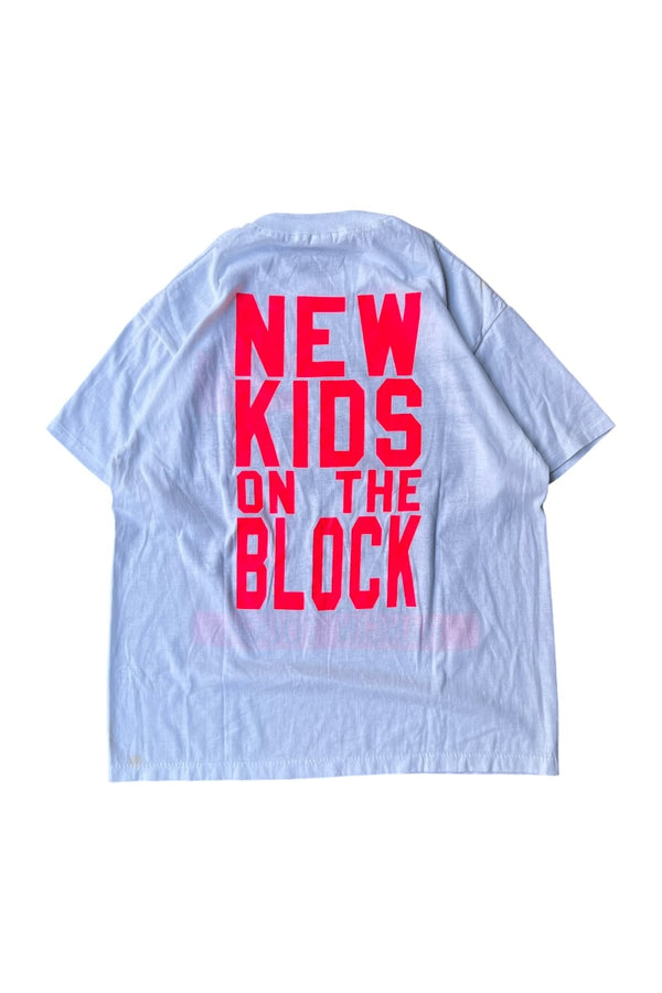 80-90'S NEW KIDS ON THE BLOCK MUSIC T-SHIRT / WHITE [SIZE: L USED]