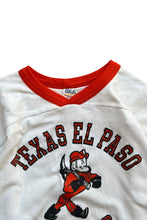 画像をギャラリービューアに読み込む, MADE IN USA 90'S V-NECK FOOTBALL T-SHIRT / WHITE [SIZE: L USED]
