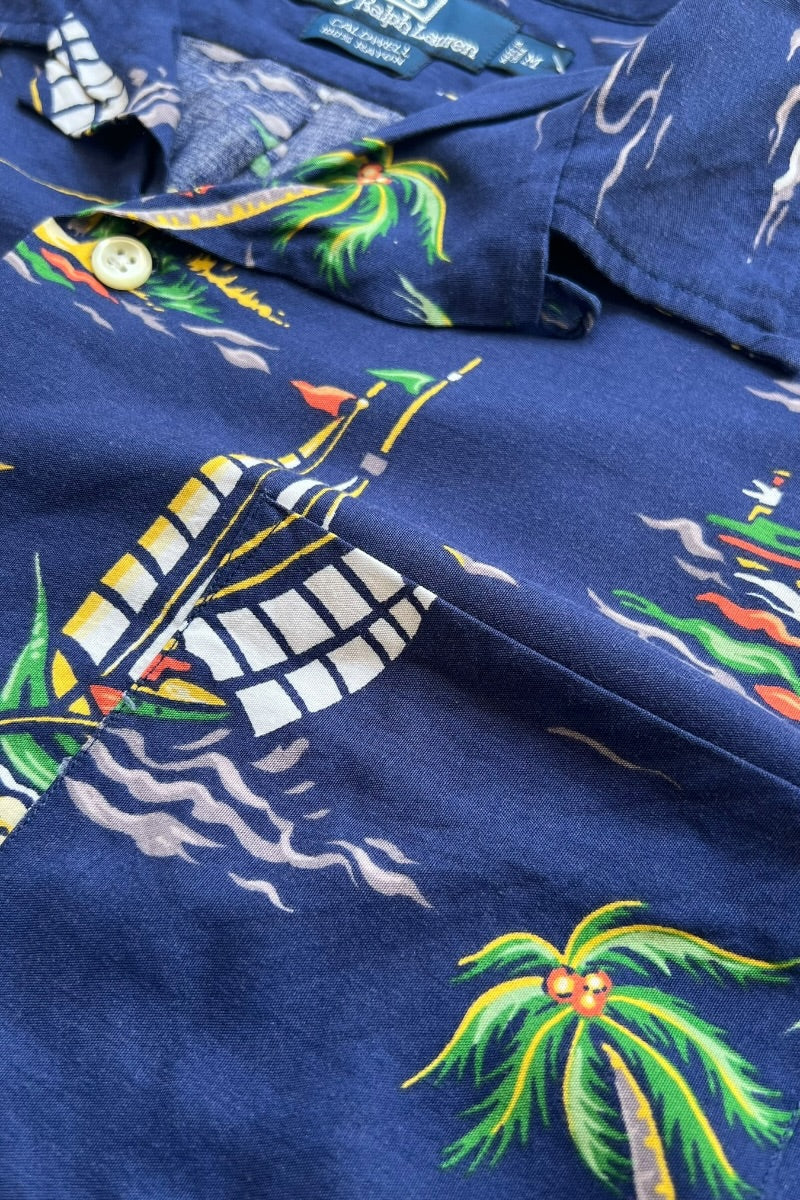 90'S S/S CALDWELL 하와이안 셔츠 / 네이비 [SIZE: M USED]