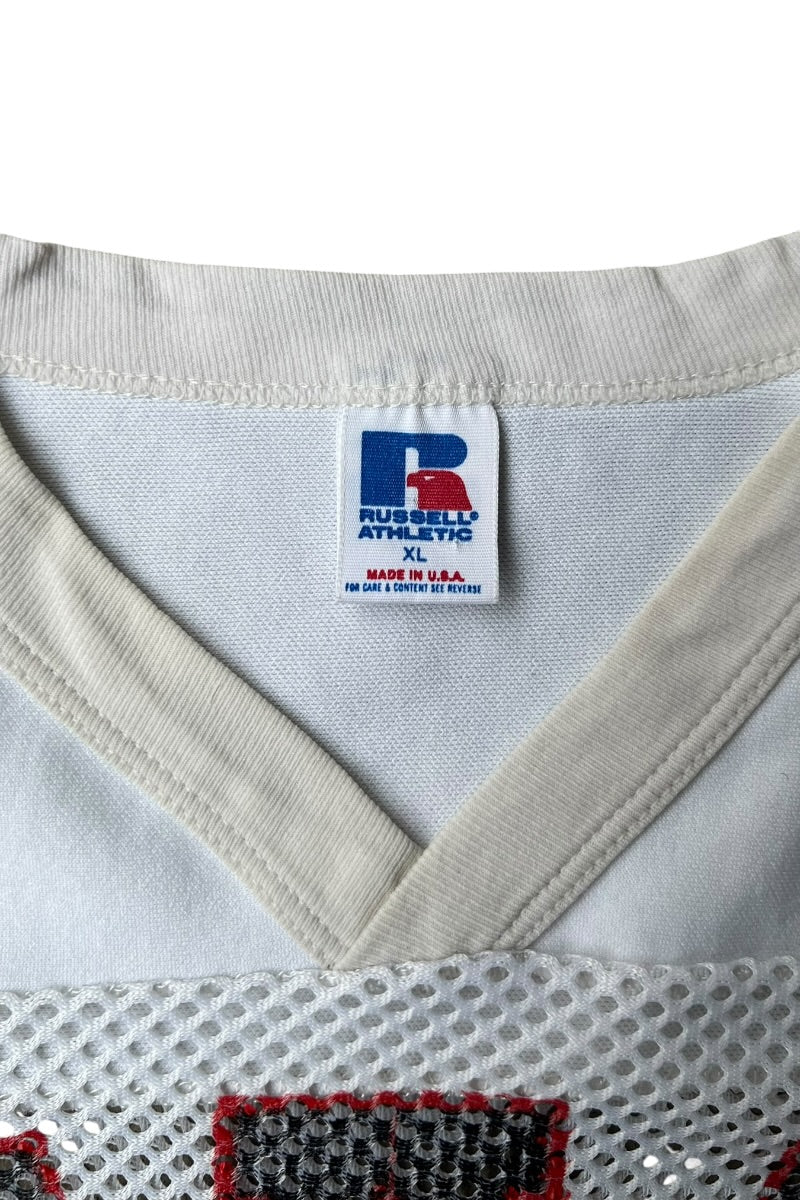 MADE IN USA 90년대 V넥 메시 게임 셔츠 / 화이트 [사이즈: XL USED]