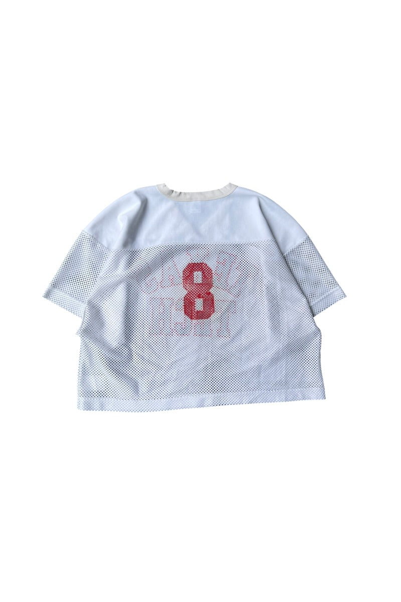 MADE IN USA 90년대 V넥 메시 게임 셔츠 / 화이트 [사이즈: XL USED]