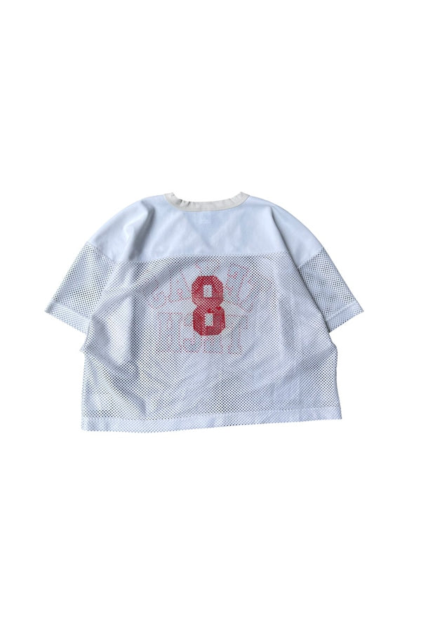 MADE IN USA 90년대 V넥 메시 게임 셔츠 / 화이트 [사이즈: XL USED]