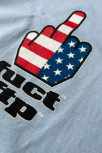 画像をギャラリービューアに読み込む, MADE IN USA SKATEBOARDING FINGER T-SHIRT / LIGHT BLUE [SIZE: M USED]
