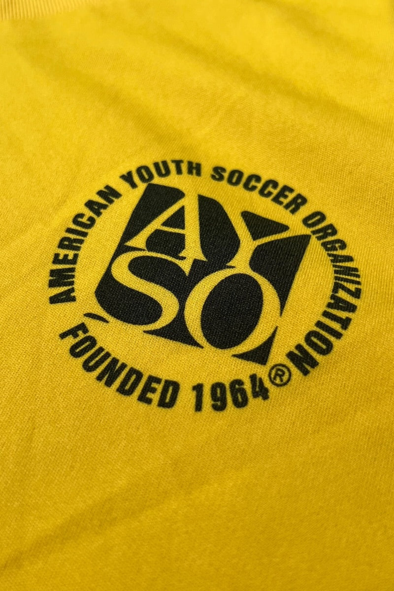 90'S V-NECK FOOTBALL GAME SHIRT / YELLOW [SIZE: L USED]