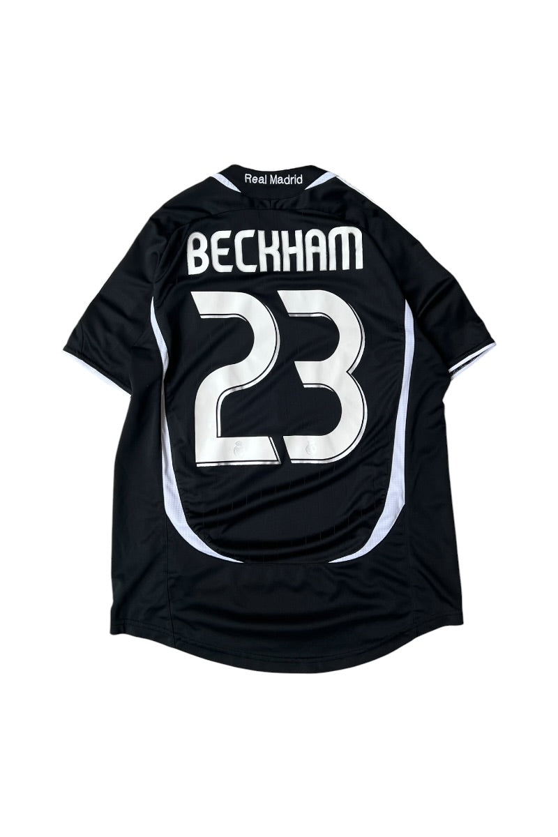06-07'S REAL MADRID 23 BECKHAM FOOTBALL GAME SHIRT / BLACK [SIZE: S USED]