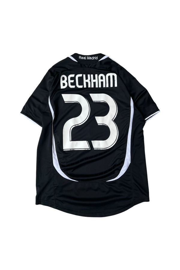 06-07'S REAL MADRID 23 BECKHAM FOOTBALL GAME SHIRT / BLACK [SIZE: S USED]
